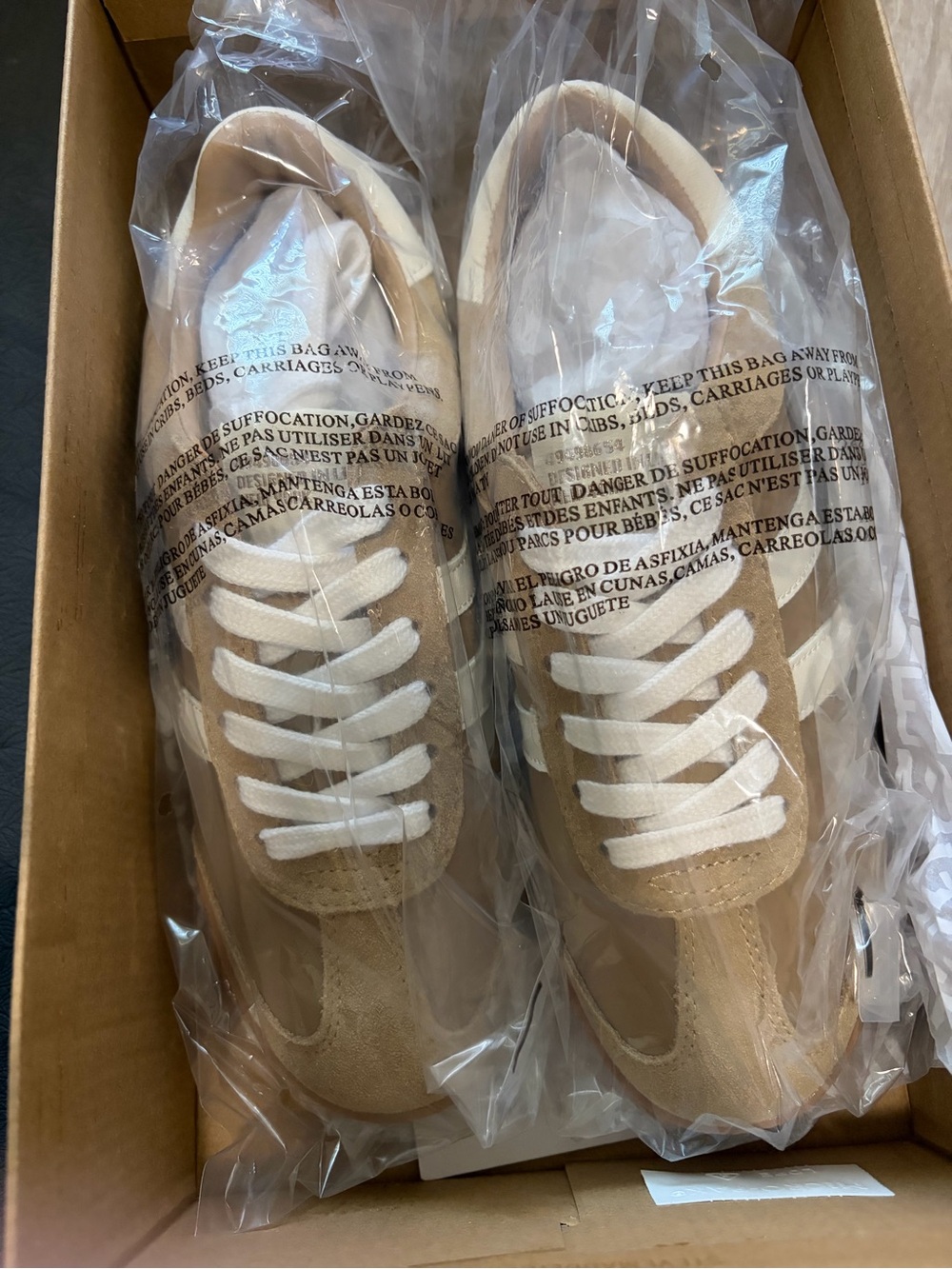 Steve Madden Beige and White Suede Lace-Up Sneakers